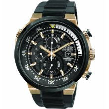 Citizen Endeavor Men's Quartz Watch With Black Dial Chronograph Display And Black Rubber Strap Ca0448-08E