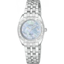 Citizen Ew1590-56y Eco-drive Ladies Paladion Diamond Blue Mop Dress Watch