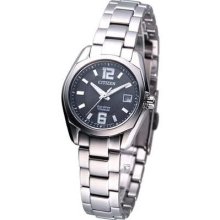 Citizen Ladies Pair Eco-drive Titanium Watch Black Ew2101-59e Made In Japan