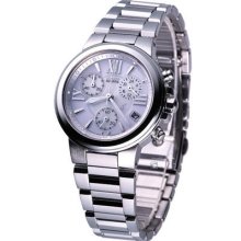 Citizen Ladies Xc Eco-drive Chronograph Watch White Fb1080-51a Made In Japan