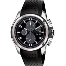 Citizen Men's Drive Chronograph Stainless Steel Case Rubber Bracelet Black Dial Date Display CA0420-07E