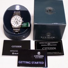 Citizen Watch Eco-drive Atomic Radio Controlled Chronograph Steel At8010-58b