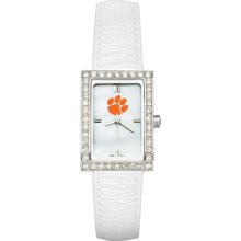 Clemson Tigers Allure Ladies Watch With White Leader Strap