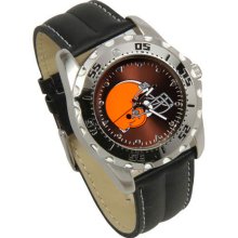 Cleveland Browns wrist watch : Cleveland Browns Game Time Leather Watch - Black