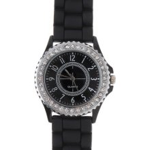 Crystal Bling Sport Silicone Gel Jelly Strap Wrist Watch Lady Women Girl Gift