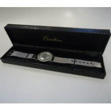 Curations Crystal Bezel Mesh Bracelet Watch Silvertone