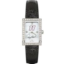 DENNY HAMLIN #11 LADIES ALLURE WATCH BLACK LEATHER STRAP