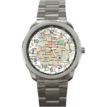 Denver Colorado Map Watch Men's Sports Metal Stainless Steel 14597648