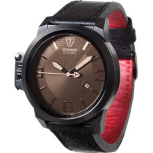 Detomaso Cosimo Men's Quartz Watch With Brown Dial Analogue Display And Black Leather Strap Dt2010-B