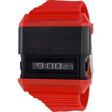 Diesel Digital Dial Red Rubber Strap Mens Watch DZ7198