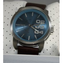 Diesel Dz1512 Men's Blue Dial Brown Leather Strap Watch