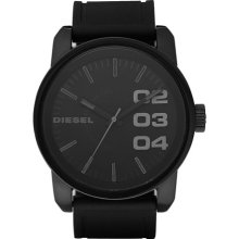 DIESEL 'Franchise' Round Silicone Strap Watch, 45mm Black