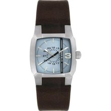 Diesel Men's Stainless MultiWatch -Level - Blue Dial - Brown Leather Strap - DZ1123