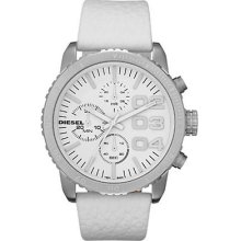 Diesel Men's Stainless Steel Case White Leather Mineral Watch Dz5330