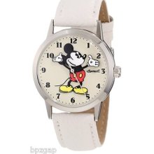 Disney Ingersoll Classic Time Mickey Mouse White Strap Cream Dial Watch 26161