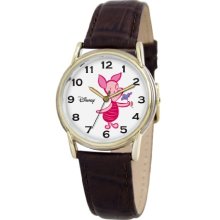 Disney Men's Piglet Bi-Color Cardiff Brown Croco Leather Strap Watch #0803C003d069s003