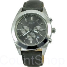 Dkny Casual Chronograph Ny1510 | Gray Leather Strap | Date | 46mm | 50m |