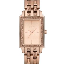 DKNY Crystal Detail Rectangular Bracelet Watch Rosegold