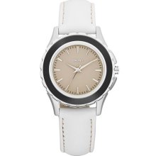 DKNY Leather Strap Watch White/ Nude