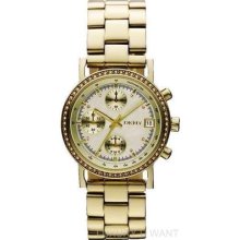 Dkny Ny8340 Gold Tone Stainless Steel Mop Chronograph Dial Ladies Watch