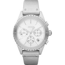 Dkny Ny8517 Women's Chronograph Leather Band Silver Dial Watch