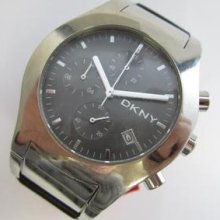 Dkny Stainless Steel Black Dial Quartz Gents Watch Running - Used