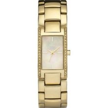 Dkny Women Crystal Ny8224 Gold Tone S/steel Mother Of Pearl Watch Very Elegant