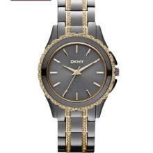 Dkny Women's Crystal Two-tone Ion-plated Stainless Steel Watch Retails 195