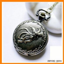 Drop Shipping 12 Pcs/lot Antique Phoenix Pocket Watch Pendant Neckla