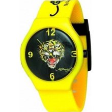 Ed Hardy Mens Watch Edsmyw With Black Dial And Yellow Strap