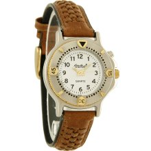 Eddie Bauer Ladies Weaved Brown Leather Band Watch