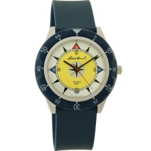 Eddie Bauer Quartz Sport 36mm Yellow Compass Dial Blue Rubber Band Watch