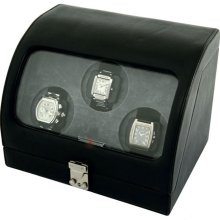 Eilux Triple Automatic Watch Winder - Black Leather