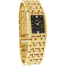 Elgin Mens Diamond Black Dial Gold Tone Dress Quartz Watch FM486