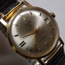 Elgin Men's Gold 17Jwl Made in Germany Calendar Watch - Very Rare