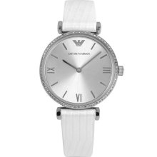 Emporio Armani Crystal Bezel Lizardskin Strap Watch, 32mm