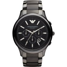 Emporio Armani Large Ceramic Chronograph Watch Black