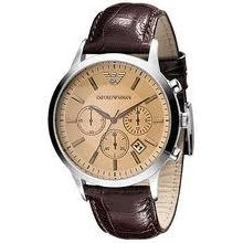 Emporio Armani Mens Amber/champange Chronograph Croco Watch Ar2433