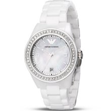 Emporio Armani Mother-of-Pearl And Ceramic Bracelet Watch, 39mm