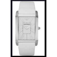 Emporio Armani Super Slim Watch White Leather Band AR2045 New In Box