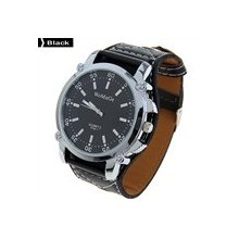 Extra Large Quartz Analog Wrist Watch Wristwatch Extra Wide Pu Leather Black