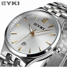 Eyki Vogue Date Stainless Steel Mens Japan Movment Quartz Wrist Watch Usts