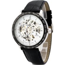 F03605 Automatic Mechanical Stainless/leather Hollowed-out Men's Wrist Watch