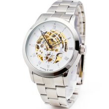 F03607 Automatic Mechanical Stainless Pierced Men's Wrist Watch,fashion Gift