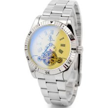 F03622 Automatic Mechanical Fashion Stainless Blue Light Men's Wrist Watch 98269