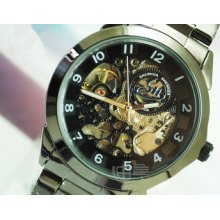 F03916 Fashion Hollow-out Automatic Mechanical Stainless Men Wrist Watch