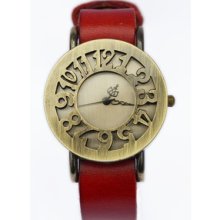 Fashion Delicate Hollow Out Students Quality Leather Quartz Man Wrist Watch