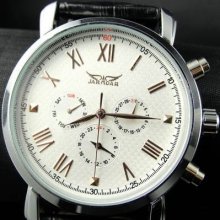 Fashion Mens Automatic Mechnical Watch Leather Wrist Watch