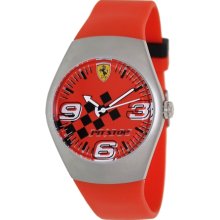 Ferrari Men's FW01 Red Rubber Analog Quartz Watch with Red Dial