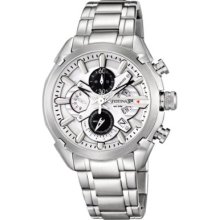 Festina Men's Quartz Watch With White Dial Chronograph Display And Silver Stainless Steel Bracelet F6822/1